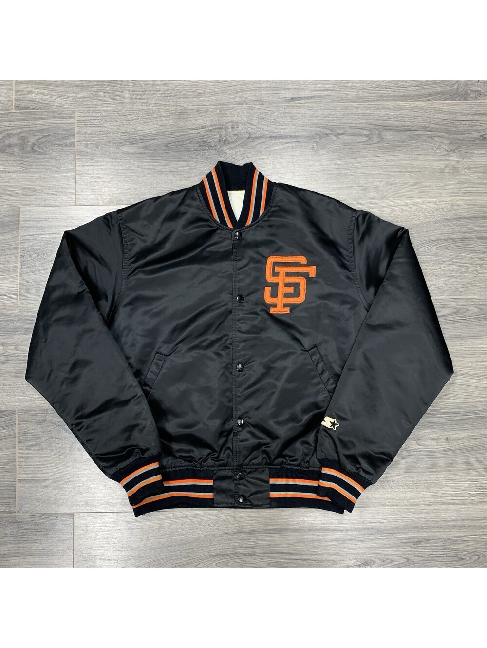 Vintage 1990S Starter San Francisco Giants Satin Jacket Medium Rare Men’s Black